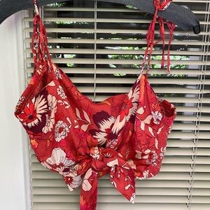 Free people, Ava floral tie, front Cami crop top NWT SZ Large